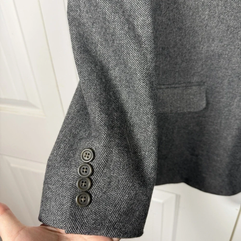 Lauren Ralph Lauren Blazer Mens 48R Gray Herringbone Wool Cashmere Paisley Lined